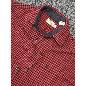 Vintage LL Bean Shirt Mens Large Button Up Buffalo Plaid‎ Red Wool Nylon Shacket
